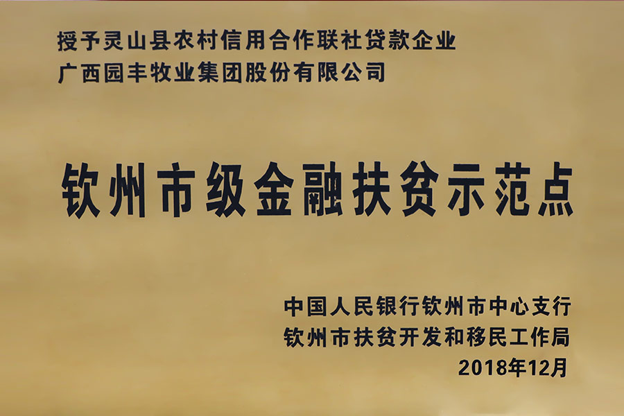 欽州市級(jí)金融扶貧示范點(diǎn)